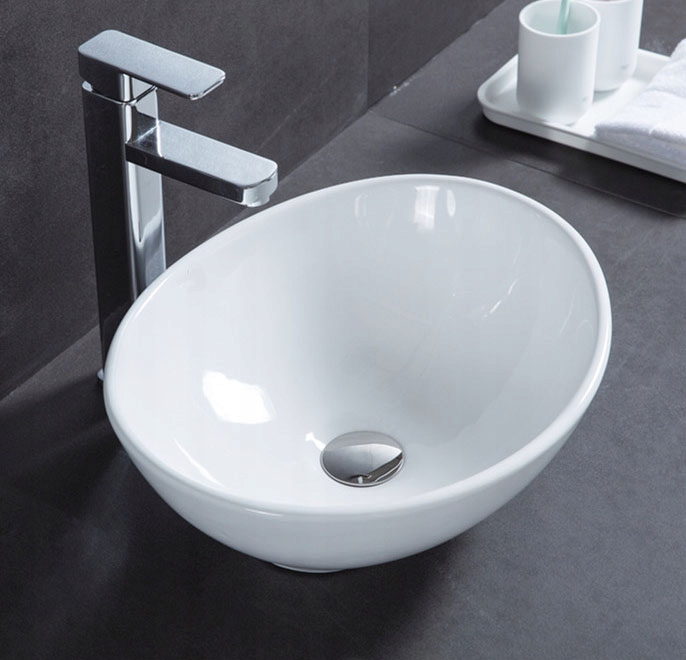 UMYWALKA NABLATOWA CERAMICZNA OWALNA OWAL BIAŁA STAWIANA NA BLAT 42 x