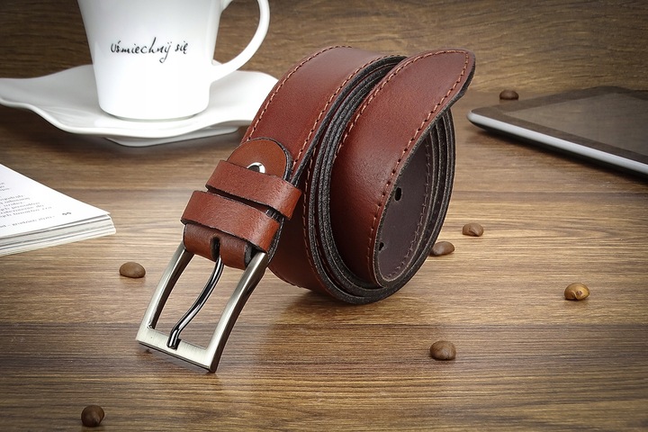 GRACIO pasek skóra męski 120 brązowy GARNITUROWY