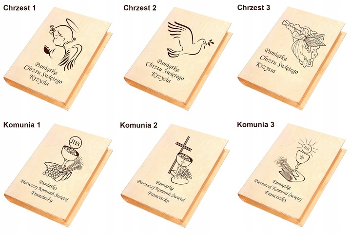 Pamiątka Komunii Świętej - Biblia Pismo Św Pudełko Imię Grawerowane GRATIS!