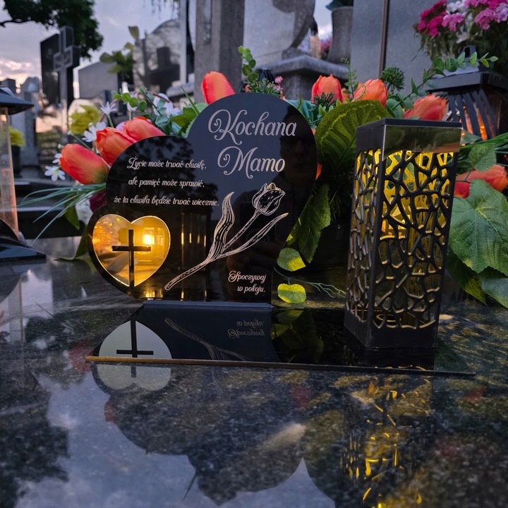 ZNICZ SOLARNY z Grawerem Wieczna Lampka Latarenka LED STATUETKA dla