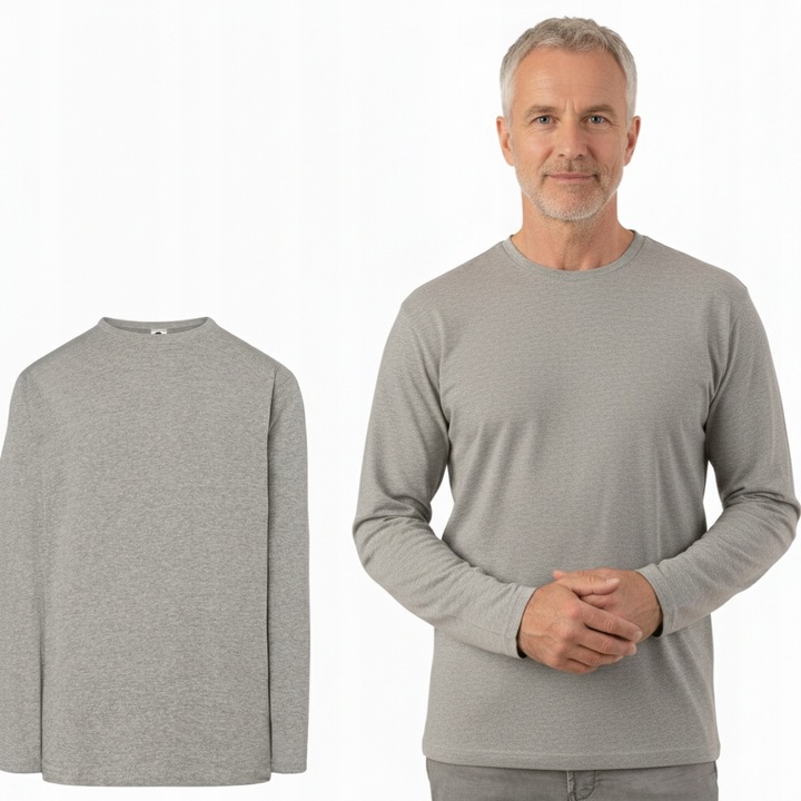 Podkoszulek męski z długim rękawem BAWEŁNIANY SZARY bez ocieplenia