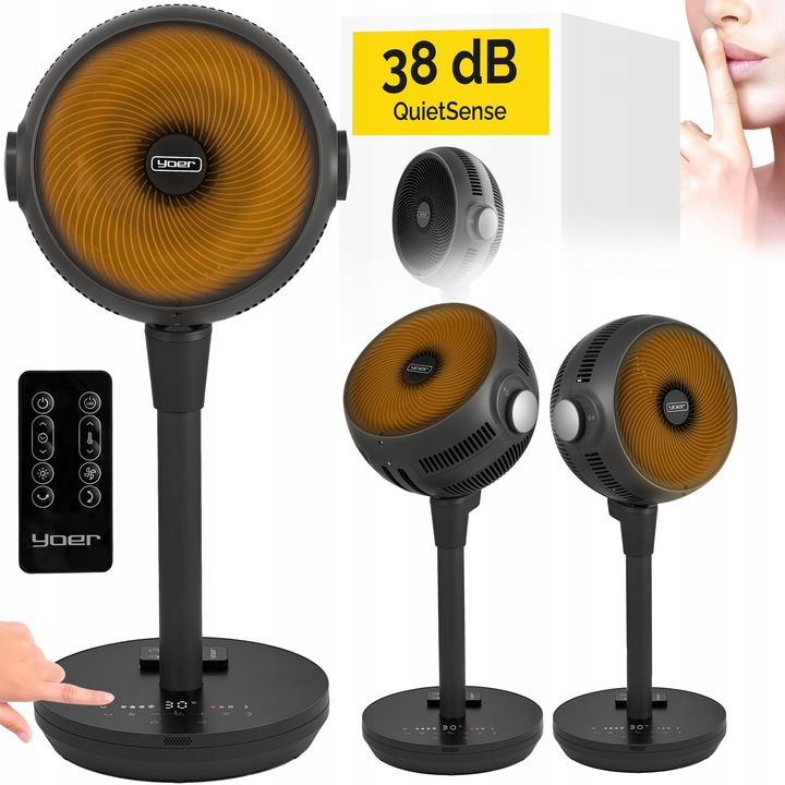 Termowentylator Farelka Cichy 38dB Yoer 1800W +Oscylacja 3D