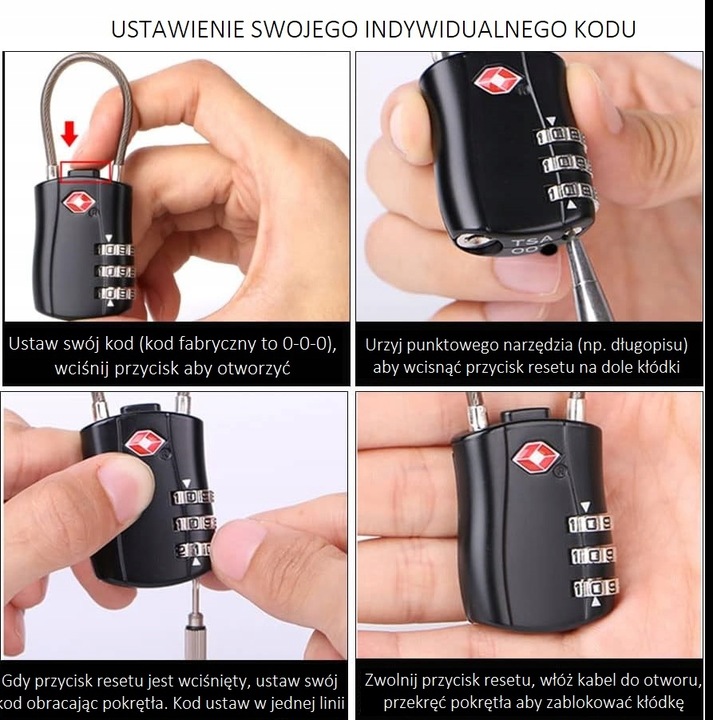 2x KŁÓDKA TSA SYSTEM NA SZYFR DO WALIZKI BAGAŻU Z LINKĄ ZABEZPIECZENIE