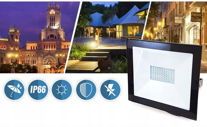 Naświetlacz halogen lampa LED z czujnik ruchu 50W CIEPŁY AUTOMATYCZNY IP65