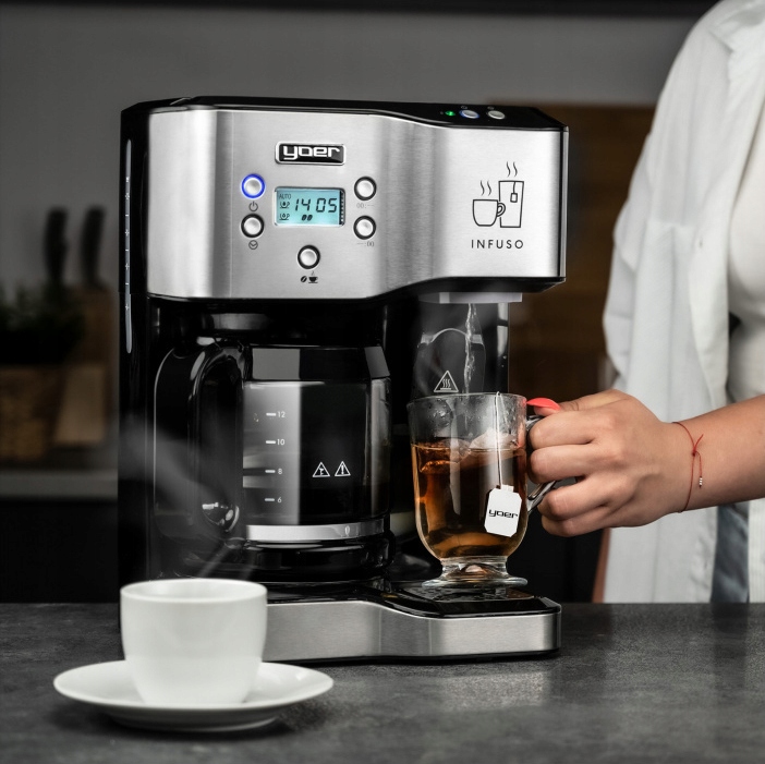 Ekspres przelewowy kawy 2w1 Yoer 1900W +Dystrybutor wody na herbatę