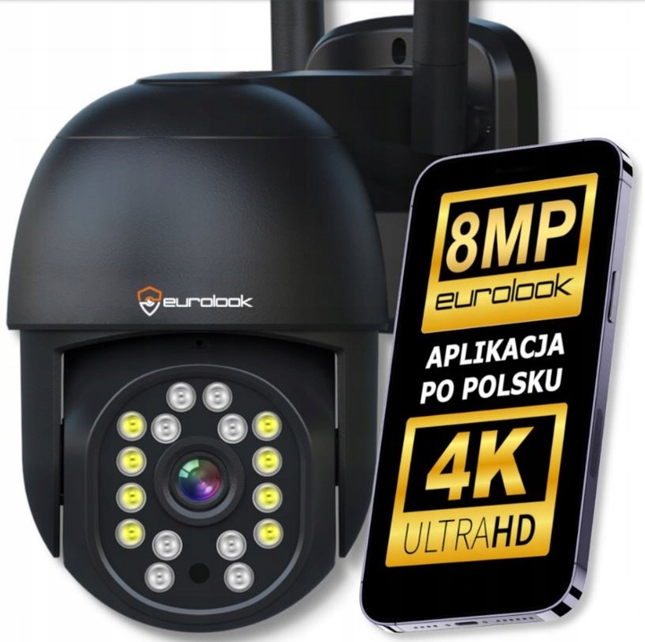 KAMERA ZEWNĘTRZNA WIFI PODCZERWIEŃ ULTRA HD 8MPX 4K CZUJKA RUCHU 8MP ZOOM