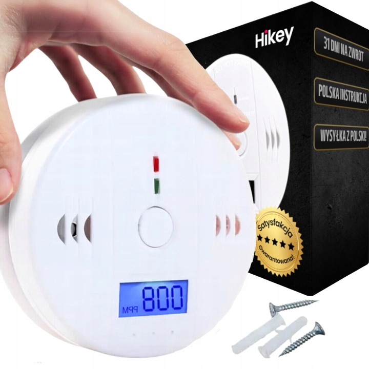 CZUJNIK CZADU GAZU CO LCD WYKRYWACZ TLENKU WĘGLA CERTYFIKOWANY DETEKTOR