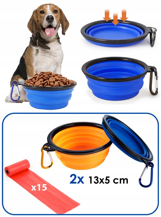 Torba podróżna dla psa miski pojemniki smycz worki