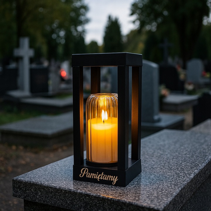 Solarny znicz LED STATUETKA NA CMENTARZ GRÓB DUŻA wieczna lampka na baterie