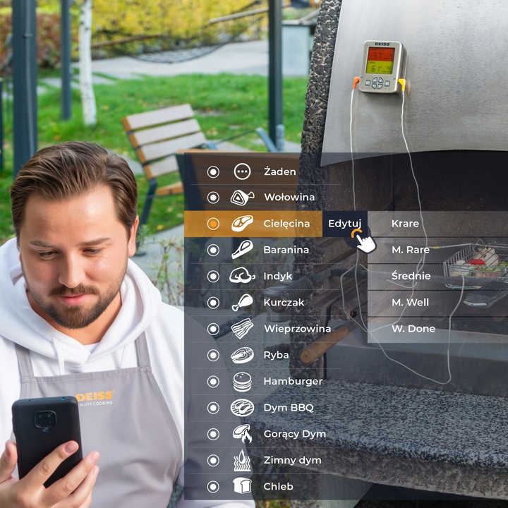 Deiss PRO Termometr kuchenny cyfrowy do mięsa, grilla, 2 sondy, bluetooth
