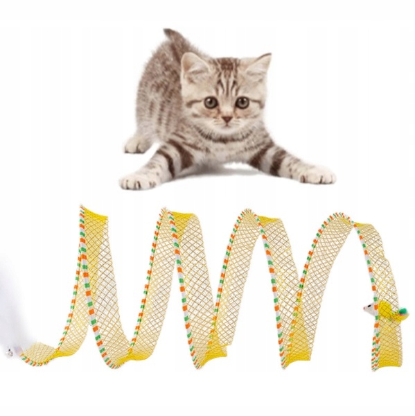 TUNEL DLA KOTA ZABAWKA SPRĘŻYNKA MYSZKA PIÓRKA 2w1