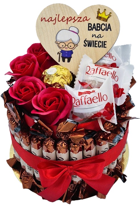 Tort ze Słodyczy Kosz Prezentowy Zestaw Prezent na Urodziny Imieniny