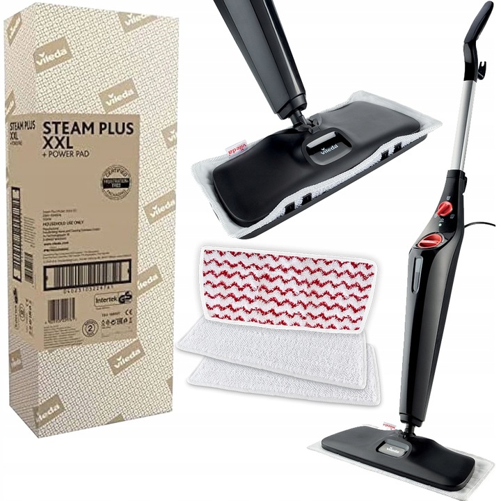 SUPER Mop Parowy VILEDA POWER PAD Steam Plus XXL elektryczny 3 wkłady