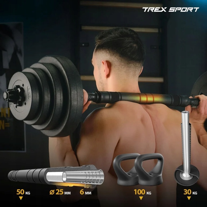 Hantle regulowane 20kg zestaw hantli 2x10kg gryf kettlebell Trex Sport