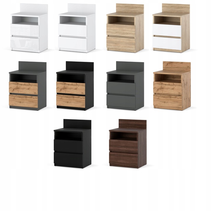 Szafka Nocna Stolik Nocny Wotan 40CM 2 Szuflady Półka Nakastlik Do