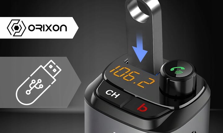 TRANSMITER SAMOCHODOWY BLUETOOTH FM 2X USB TRANSMITER WIELOFUNKCYJNY