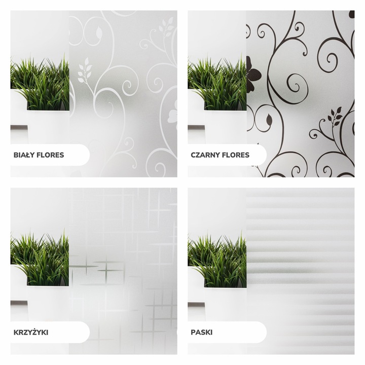 FOLIA OKIENNA STATYCZNA 90x150 MLECZNA KWIATY PASY WZORY OKLEINA