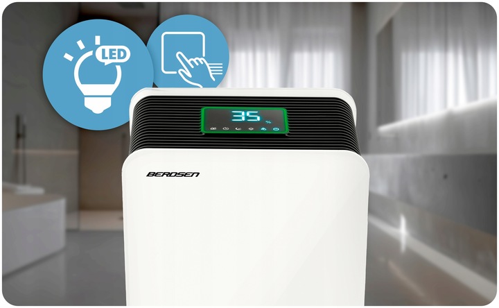 OSUSZACZ POWIETRZA POCHŁANIACZ WILGOCI 64W HEPA 34dB TIMER LED Berdsen