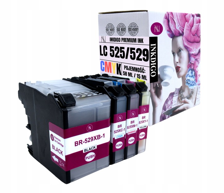 LC529 LC525 XL - 4x TUSZE do DRUKARKI BROTHER DCP-J105 DCP J105 DCP J100