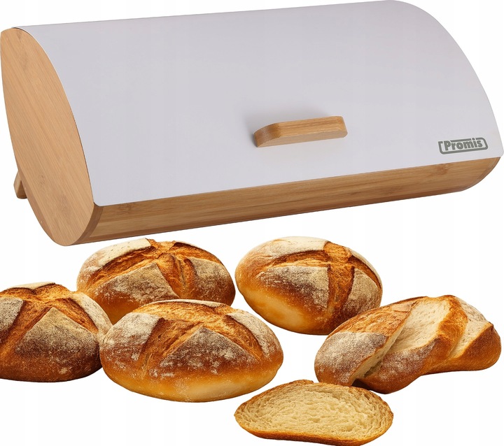 DUŻY CHLEBAK DREWNIANY METALOWY PROMIS POJEMNIK NA PIECZYWO CHLEB