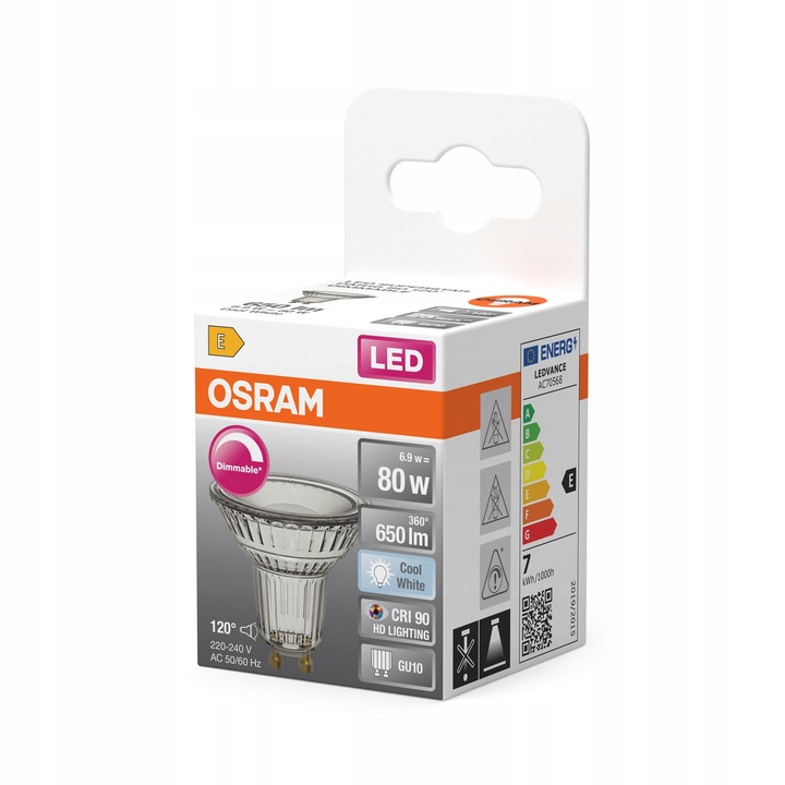 Żarówka LED GU10 6,9 650lm 4000K 120° OSRAM ŚCIEMNIALNA