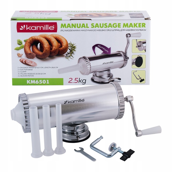 NADZIEWARKA DO KIEŁBAS 2,5 kg MASZYNKA Lewarek DO KIEŁBASY SZPRYCA KAMILLE