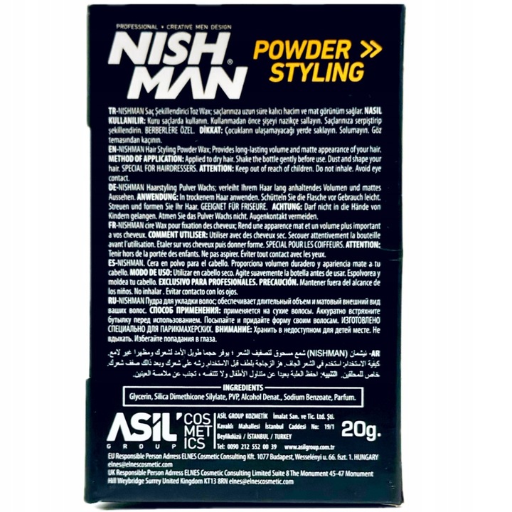 Puder do włosów NISHMAN Matowy VOLUME POWDER męski