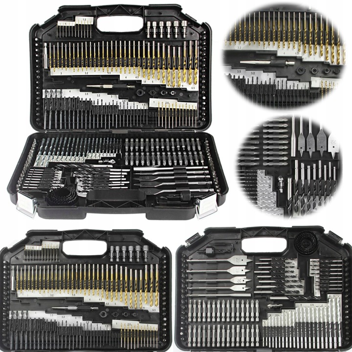 DUŻY ZESTAW KOMPLET WIERTEŁ DŁUT BITÓW OTWORNIC NASADEK 246 ELEMENTÓW HIT
