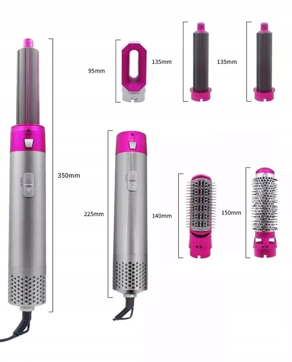 SUSZARKA DO WŁOSÓW JONIZACJA PRO MOCNA ZESTAW SZCZOTKA 5w1