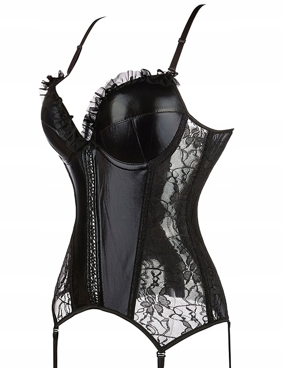 Zmysłowy koronkowy gorset plus size z zapięciami do pończoch figi 187k