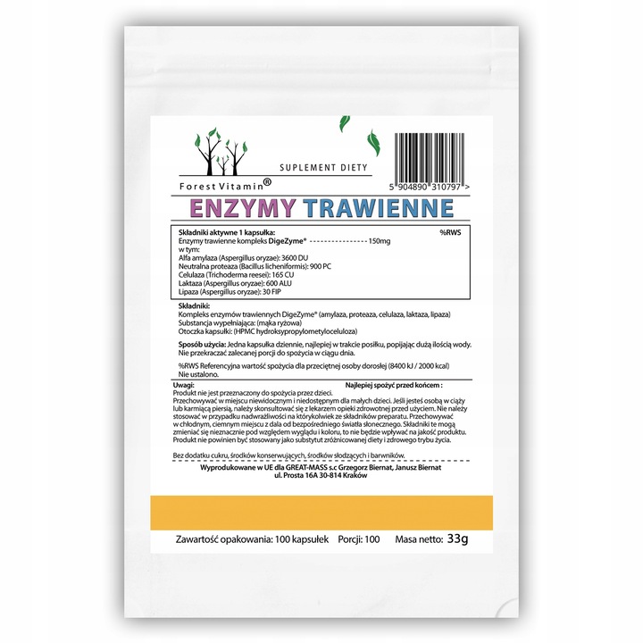 ENZYMY TRAWIENNE COMPLEX DIGEZYME 100 kaps LAKTAZA MOCNE