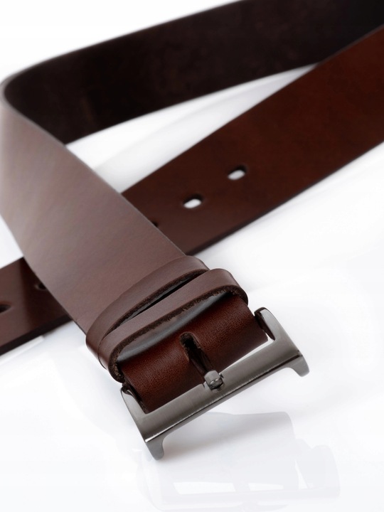 Skórzany pasek męski BRĄZOWY szeroki do spodni 85
