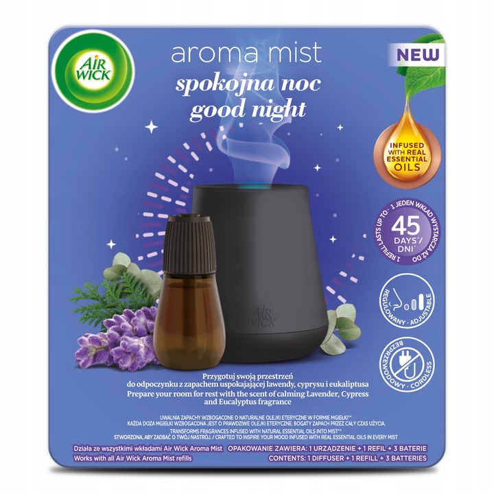 AIR WICK Aromatyczna Mgiełka Odświeżacz Powietrza Spokojna 20 ml Komplet