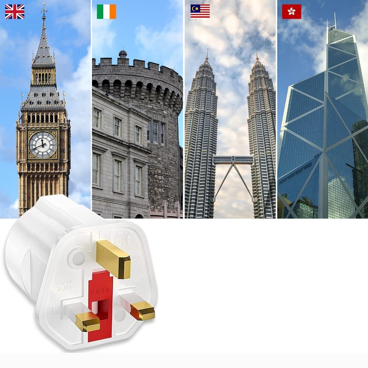 2x Adapter gniazdka EU na UK Dubaj Malta Cypr Emiraty Katar z
