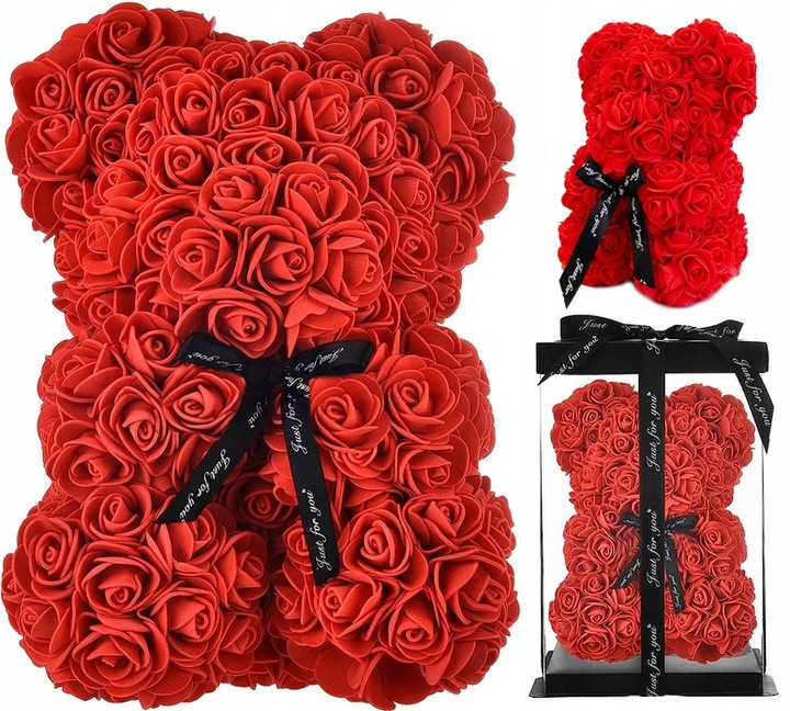 MIŚ Z PŁATKÓW RÓŻ PREZENT DUŻY PUDEŁKO ROSE BEAR RÓŻANY BUKIET KWIATÓW