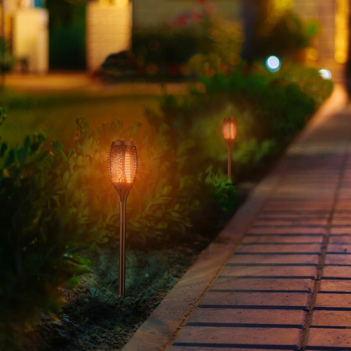 4x Lampa solarna LED POCHODNIA efekt OGIEŃ PŁOMIEŃ