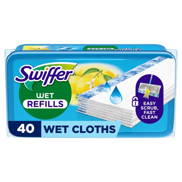 Swiffer Citrus Fresh, mokre chusteczki, wkłady do mopa, 40 sztuk