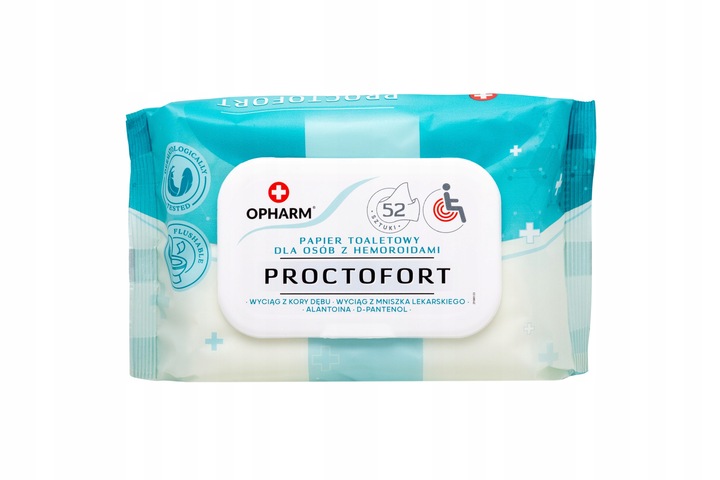 PAPIER TOALETOWY NAWILŻANY DLA OSÓB Z HEMOROIDAMI PROCTOFORT 4x52szt.