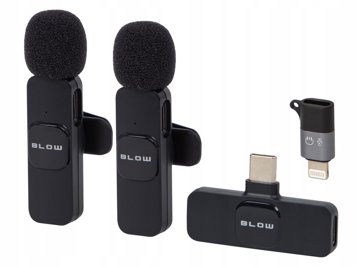 2x MIKROFON ODBIORNIK BEZPRZEWODOWY KRAWATOWY ADAPTER USB-C DO LIGHTNING