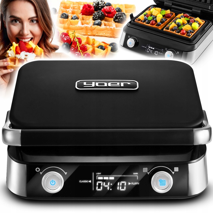 Gofrownica Yoer 2 duże gofry +5 automatycznych prog. + Regulacja