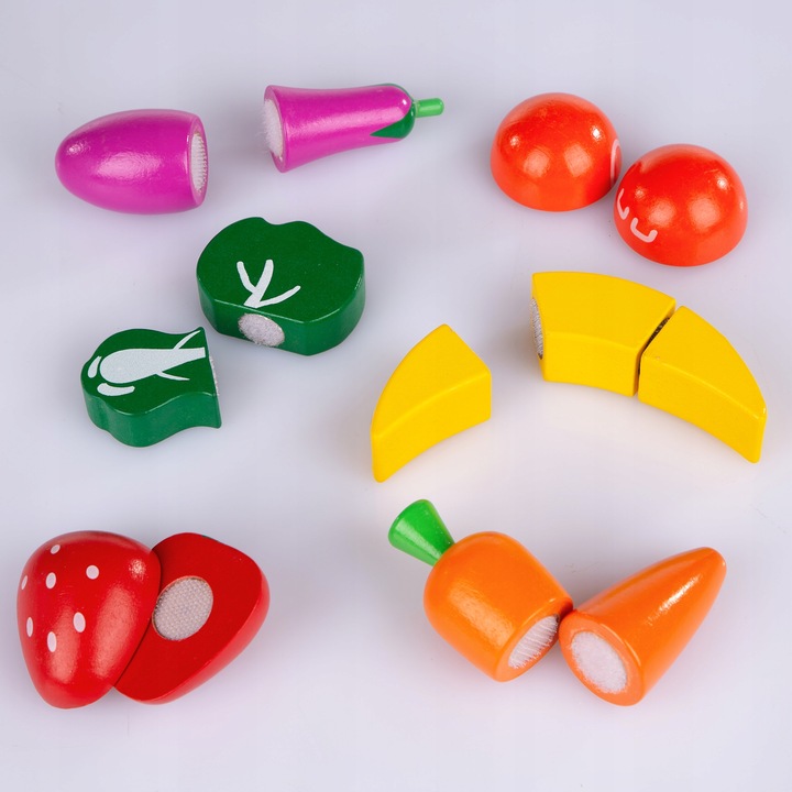 DREWNIANE OWOCE I WARZYWA DO KROJENIA NA RZEPY NÓŻ DESKA KINDERPLAY