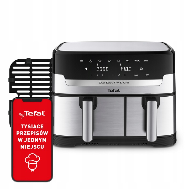 Frytkownica beztłuszczowa Tefal Grill EY905D 8.3l dwukomorowa Air