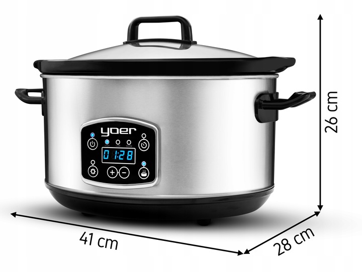 Wolnowar Garnek ceramiczny Slow Cooker Yoer INOX LCD 280W 4,5L