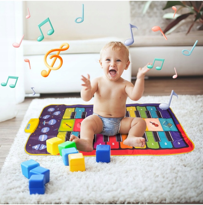 OGROMNA MATA MUZYCZNA DO TAŃCZENIA EDUKACYJNA INTERAKTYWNA GRA 140 X 70 CM