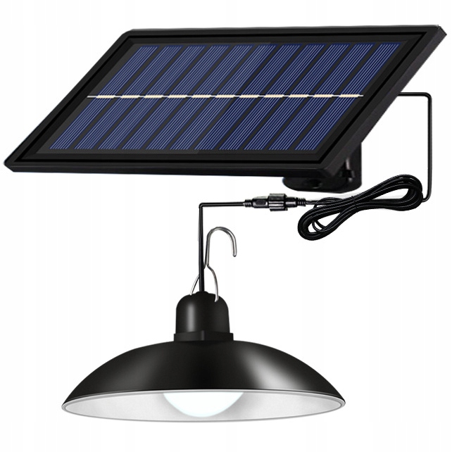 LAMPA SOLARNA ŻYRANDOL SUFITOWY LED WISZĄCY Z CZUJNIKIEM ZMIERZCHU + PILOT