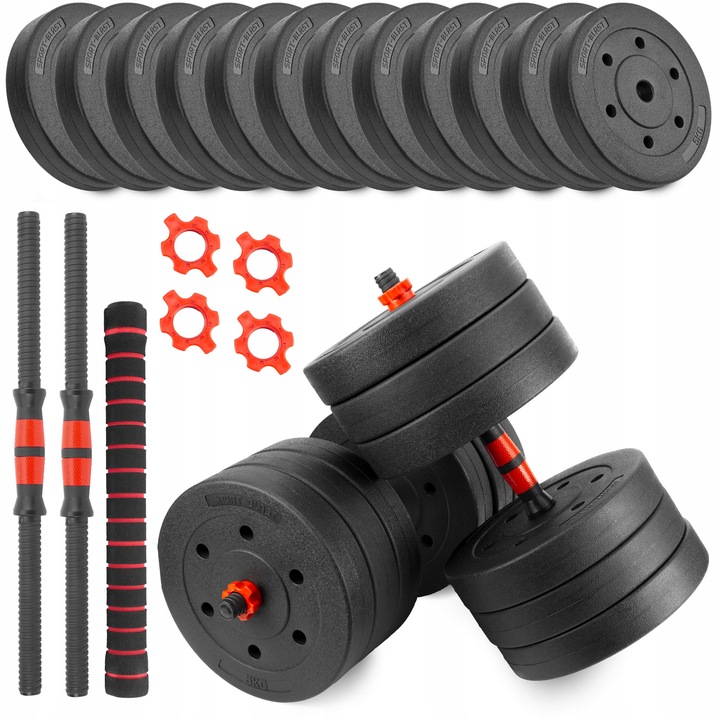 Hantle 2x30kg bitumiczne regulowane Z ŁĄCZNIKIEM zestaw 60kg GRYFY