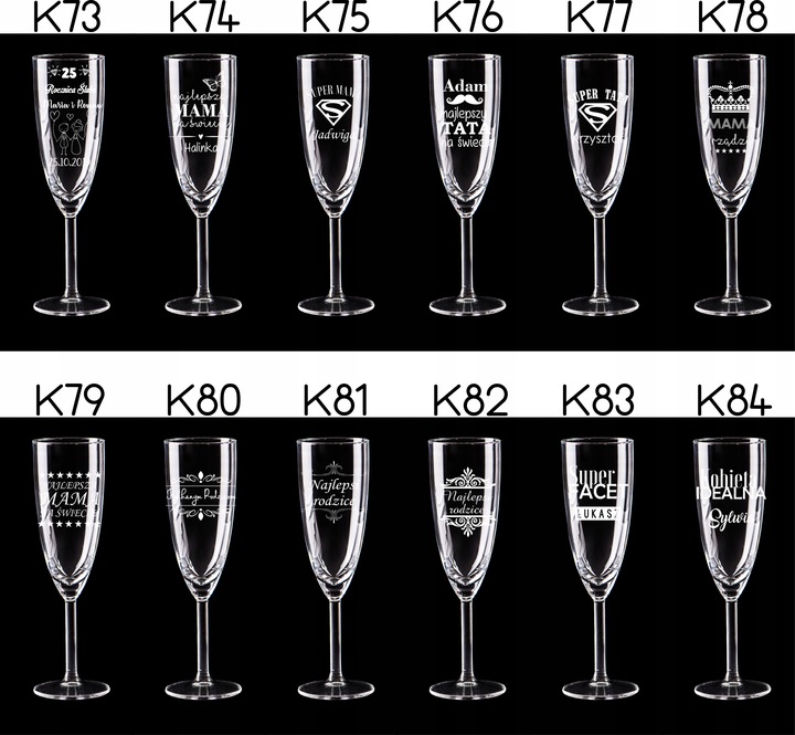 KIELISZKI DO SZAMPANA Z GRAWEREM ŚLUB PREZENT 2szt