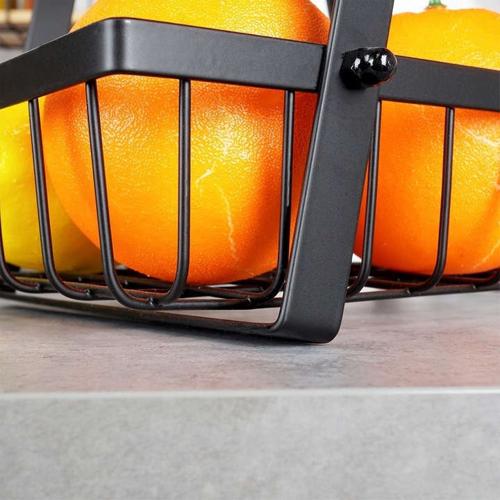 Koszyk DWUPOZIOMOWY 2 piętrowy na owoce warzywa metalowy czarny patera