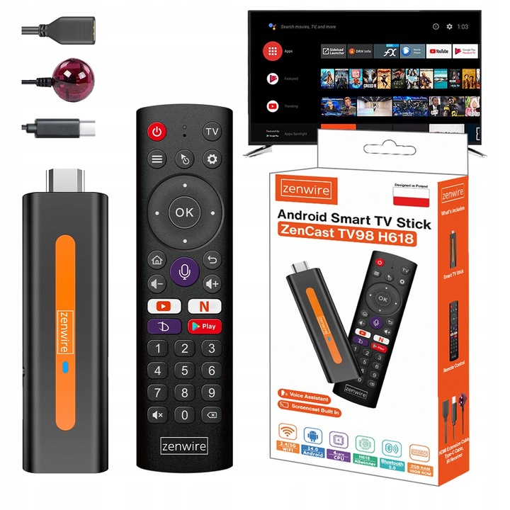 Odtwarzacz Multimedialny Przystawka Android 14 Smart TV Stick Box WiFi