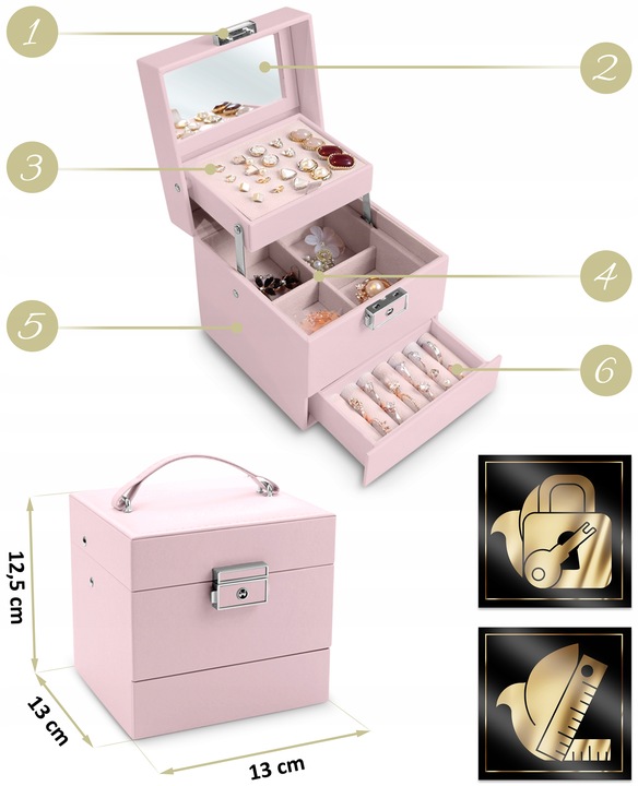 PUDEŁKO SZKATUŁKA NA BIŻUTERIĘ KUFEREK ORGANIZER